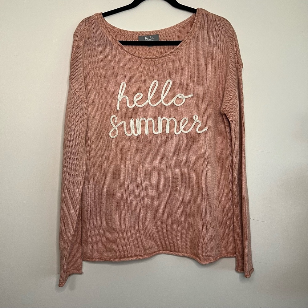 Marled Hello Summer Knit Sweater Large Pink‎ Lightweight Pullover